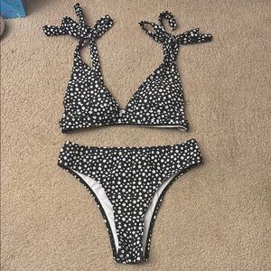 SHEIN Black and White Floral Bikini Set